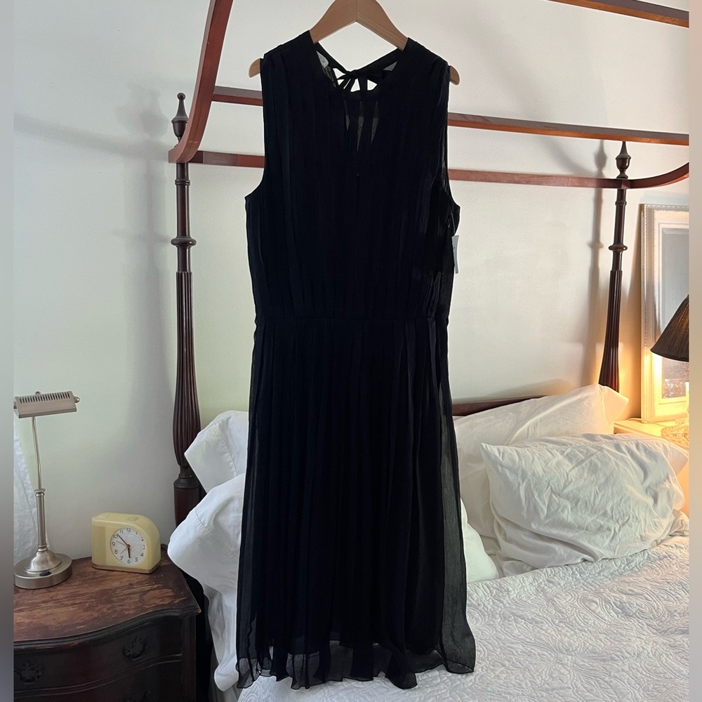 Prada Black Gauzy Silk Bow Tank Dress